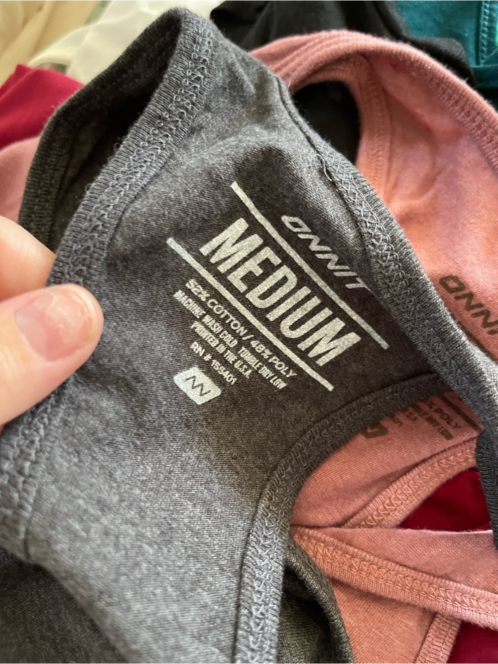 Women's Dark Gray Racerback Tank Top with Subtle Logo - Picture 4 of 4